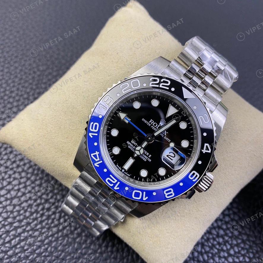 Rolex GMT-Master II Batman Siyah Super Clone ETA Saat detay 4