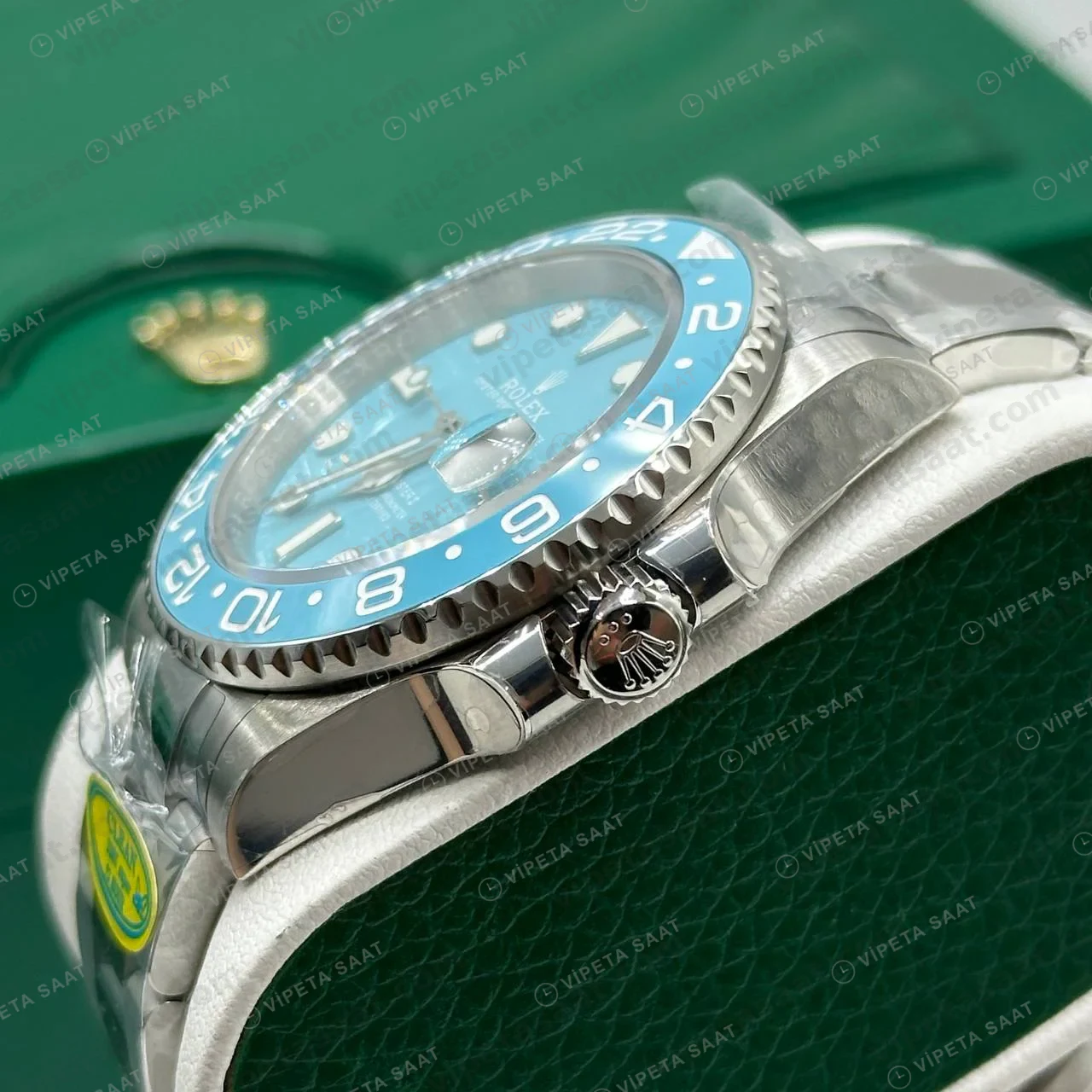 Rolex GMT-Master II Buz Mavisi Kadran Mavi-Siyah Bezel Super Clone ETA Saat foto 6