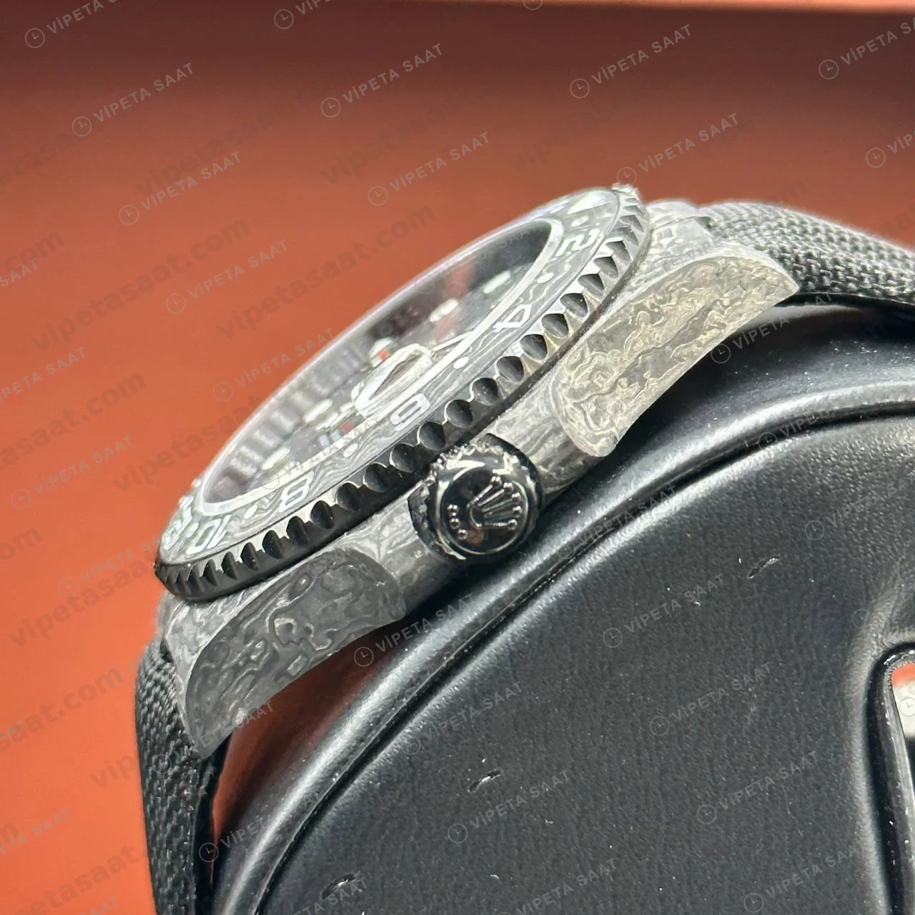 Rolex GMT-Master II Karbon Kasa Gümüş Pave Kadran Super Clone ETA Saat foto 6