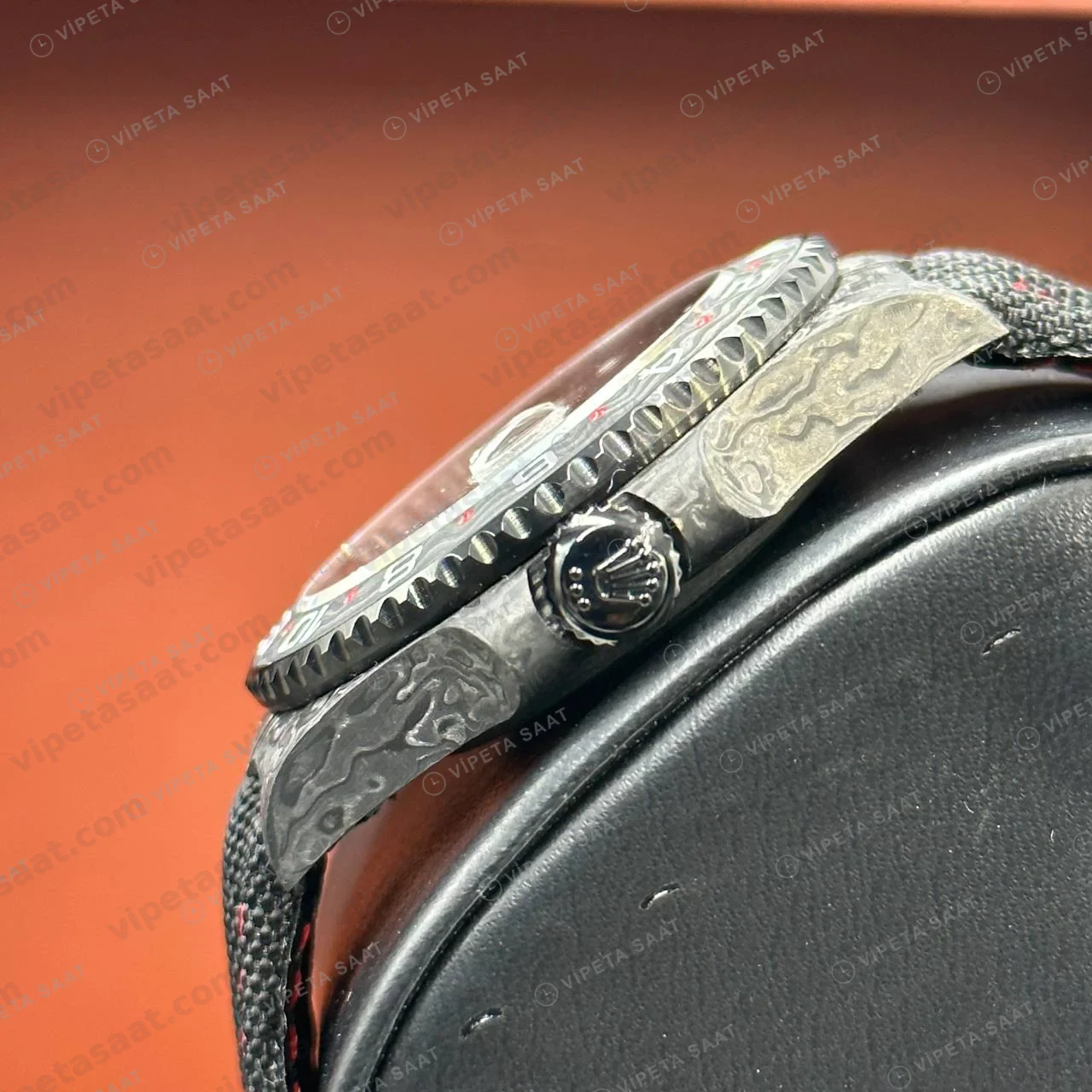 Rolex GMT-Master II Karbon Kasa Pave Kadran Kordon Super Clone ETA Saat foto 6