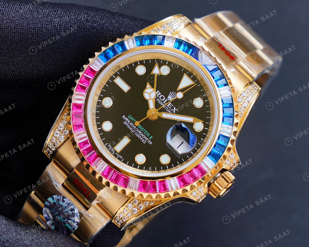 Rolex GMT-Master II Baget Siyah Super Clone ETA Saat detay 8