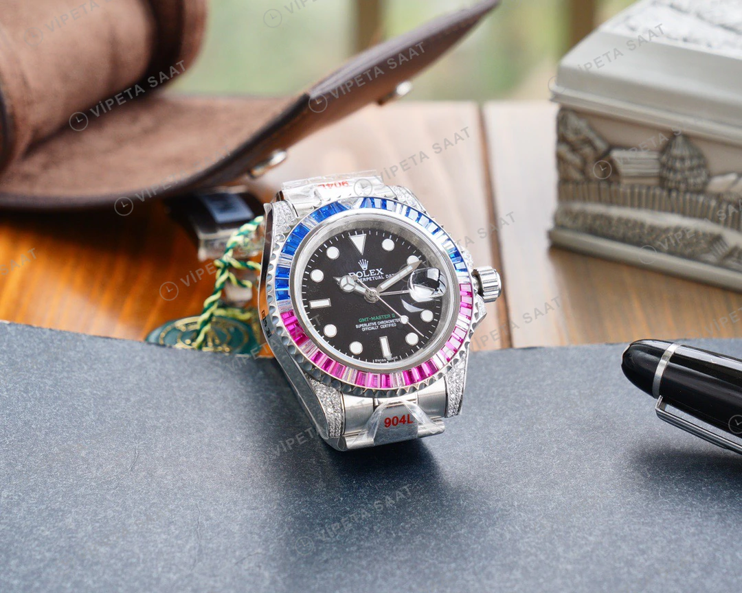 Rolex GMT-Master II Baget Siyah Super Clone ETA Saat detay 5