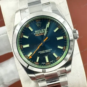 Rolex Milgauss 116400GV 40 mm Yeşil Kadranlı Super Clone Eta Saat karşıdan görünüm