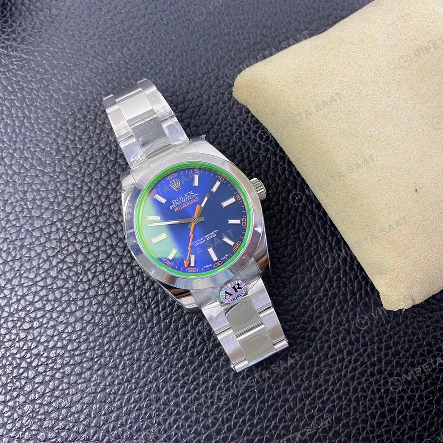 Rolex Milgauss Mavi Super Clone ETA Saat detay 4