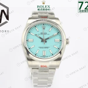 Rolex Oyster Perpetual Buz Mavi 41mm Oyster Super Clone ETA Saat detay 4