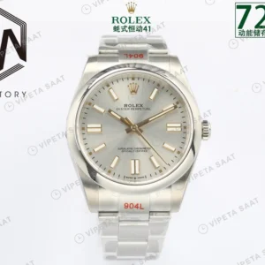 Rolex Oyster Perpetual Gümüş 41mm Oyster Super Clone ETA Saat detay 3