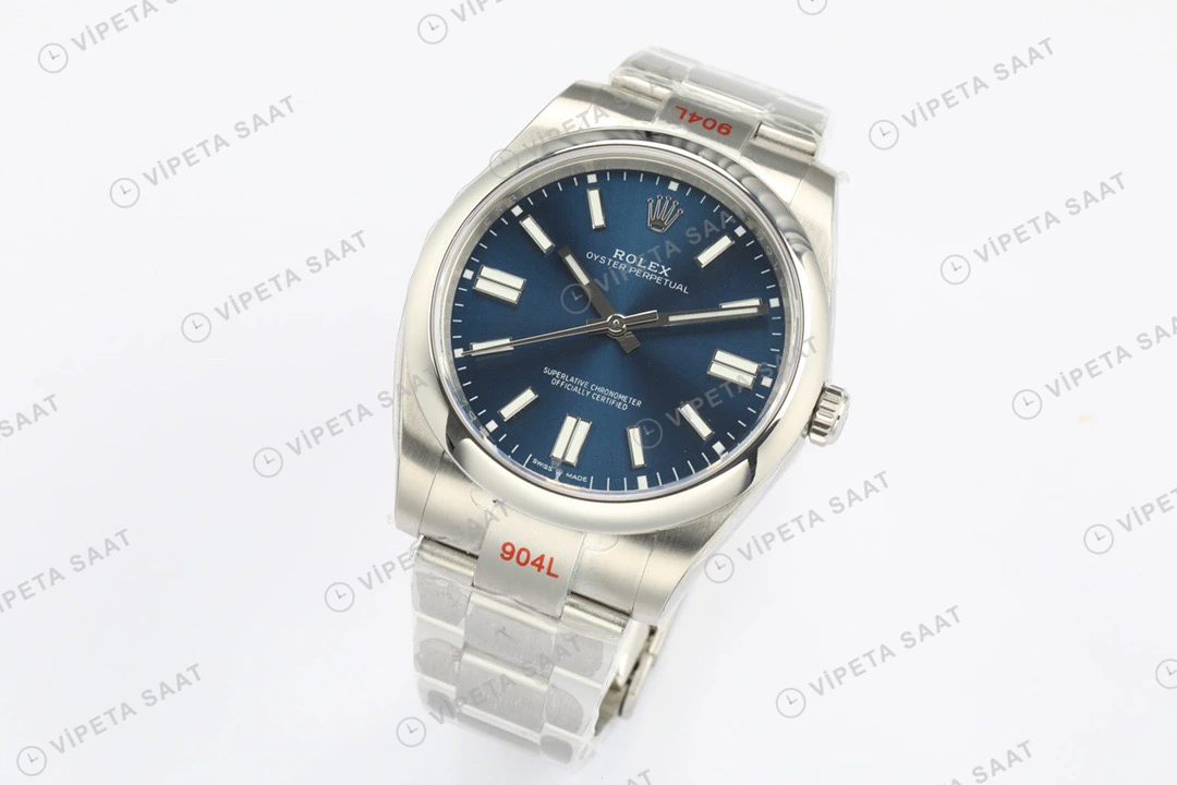 Rolex Oyster Perpetual Mavi 41mm Oyster Super Clone ETA Saat yan görünüm