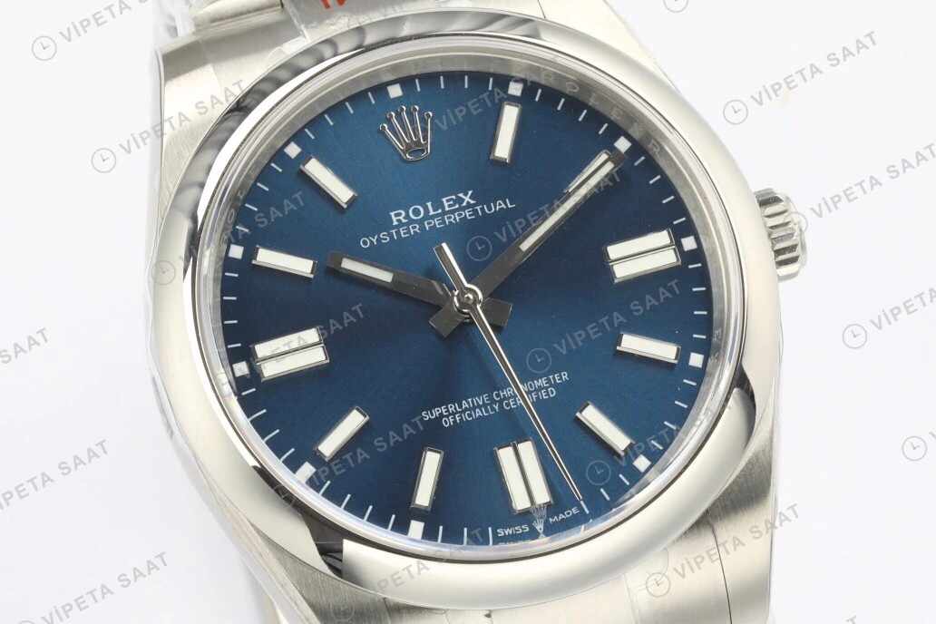 Rolex Oyster Perpetual Mavi 41mm Oyster Super Clone ETA Saat detay 5
