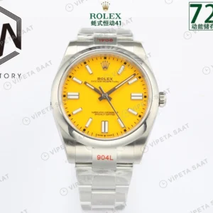 Rolex Oyster Perpetual Sarı 41mm Oyster Super Clone ETA Saat detay 5