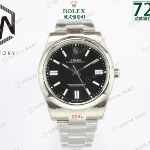 Rolex Oyster Perpetual Siyah 41mm Oyster Super Clone ETA Saat detay 4
