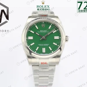 Rolex Oyster Perpetual Yeşil 41mm Oyster Super Clone ETA Saat detay 3