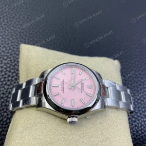Rolex Oyster Perpetual Pembe Oyster Super Clone ETA Saat karşıdan görünüm