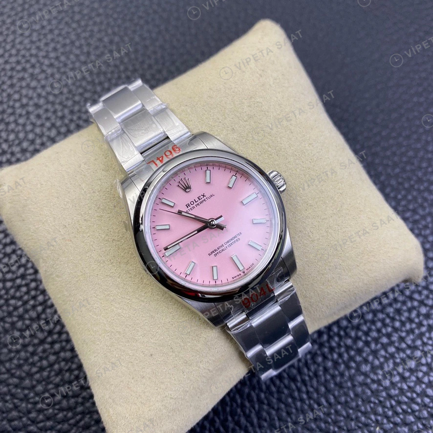 Rolex Oyster Perpetual Pembe Oyster Super Clone ETA Saat detay 7
