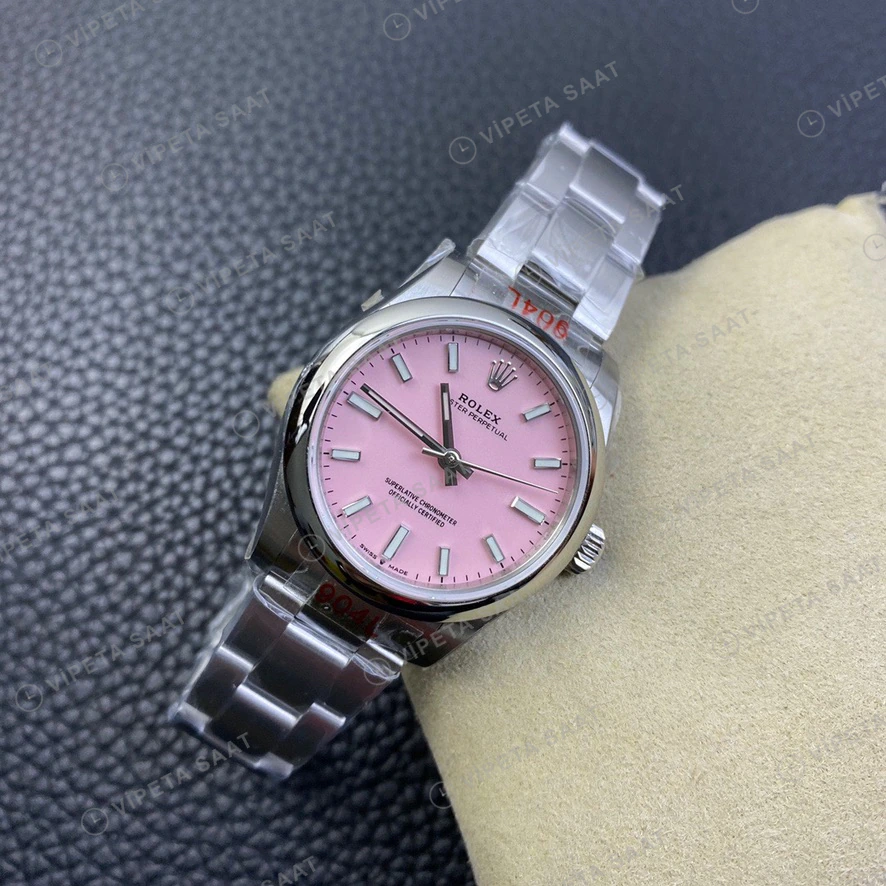 Rolex Oyster Perpetual Pembe Oyster Super Clone ETA Saat detay 9