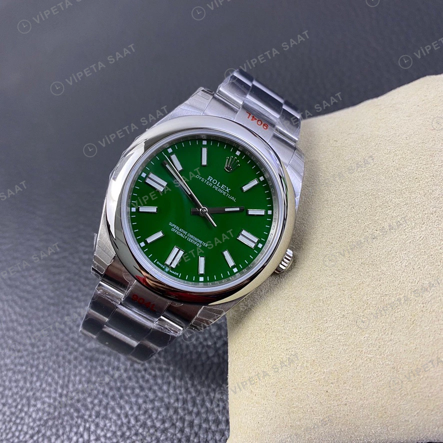 Rolex Oyster Perpetual Yeşil Oyster Super Clone ETA Saat detay 4