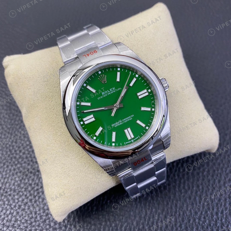 Rolex Oyster Perpetual Yeşil Oyster Super Clone ETA Saat detay 5
