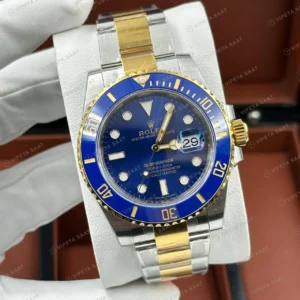 Rolex Submariner 126610LN 41 mm Mavi Kadranlı Sarı Altın İki Renk Super Clone Eta Saat karşıdan görünüm