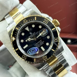 Rolex Submariner 126610LN 41 mm Siyah Kadranlı Sarı Altın İki Renk Super Clone Eta Saat karşıdan görünüm