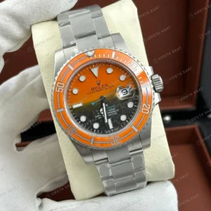 Rolex Submariner 126610LN 41 mm Turuncu Kadranlı Super Clone Eta Saat karşıdan görünüm