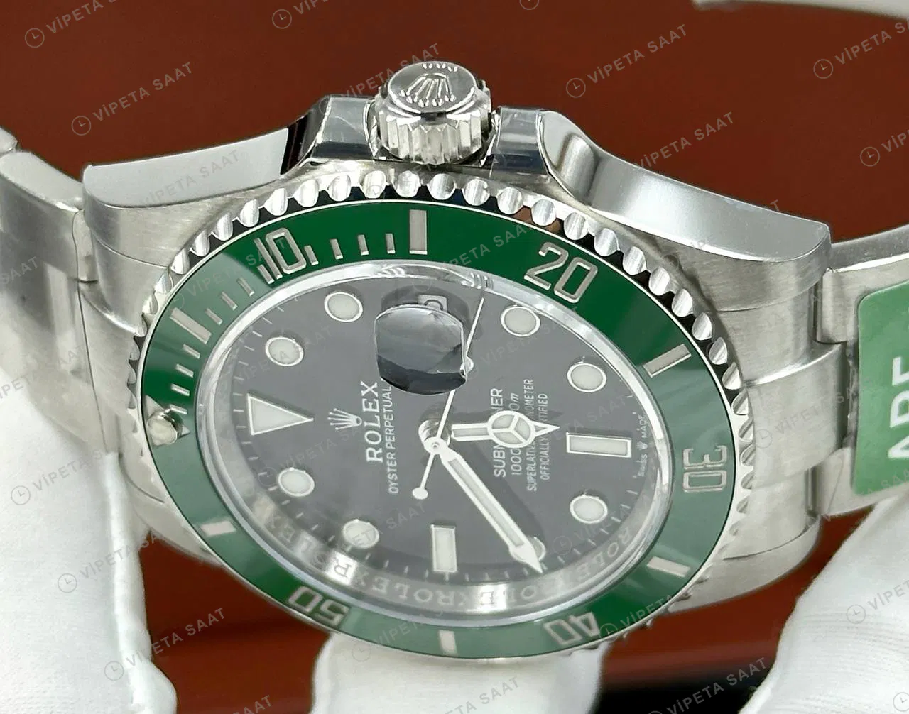 Rolex Submariner 126610LV 41 mm kermit Siyah Kadranlı Jubilee Super Clone Eta Saat detay 3
