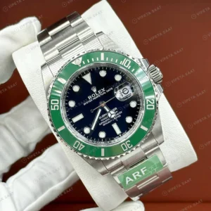 Rolex Submariner 126610LV 41 mm kermit Siyah Kadranlı Jubilee Super Clone Eta Saat detay 4