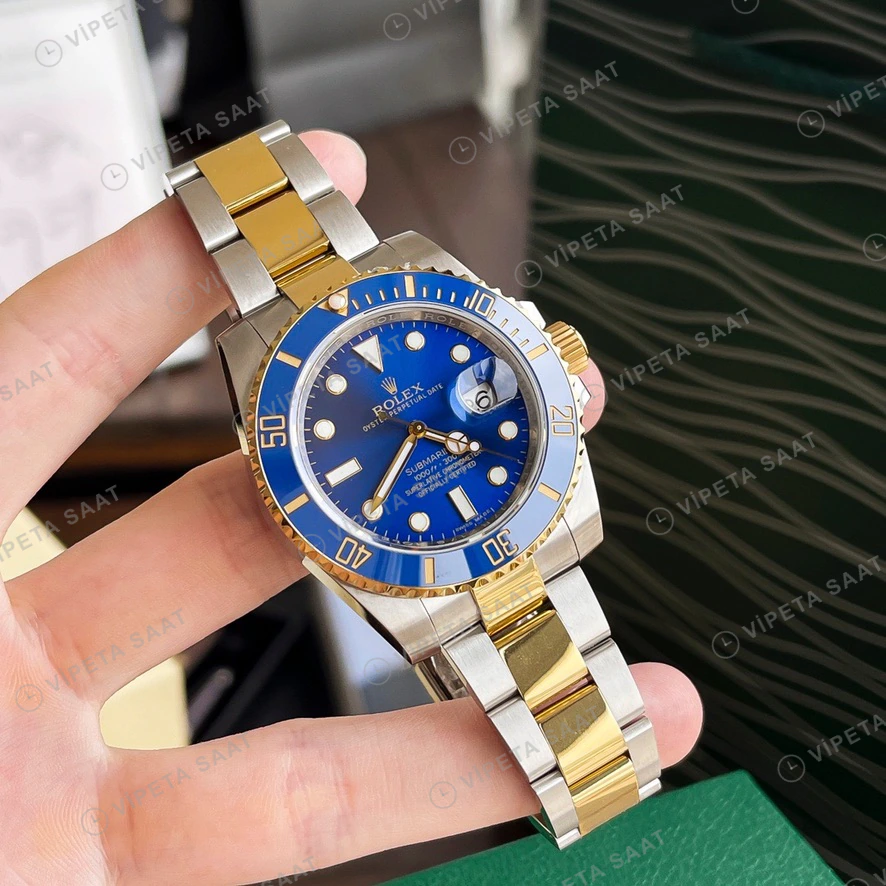 Rolex Submariner Two-Tone Mavi Super Clone ETA Saat detay 5