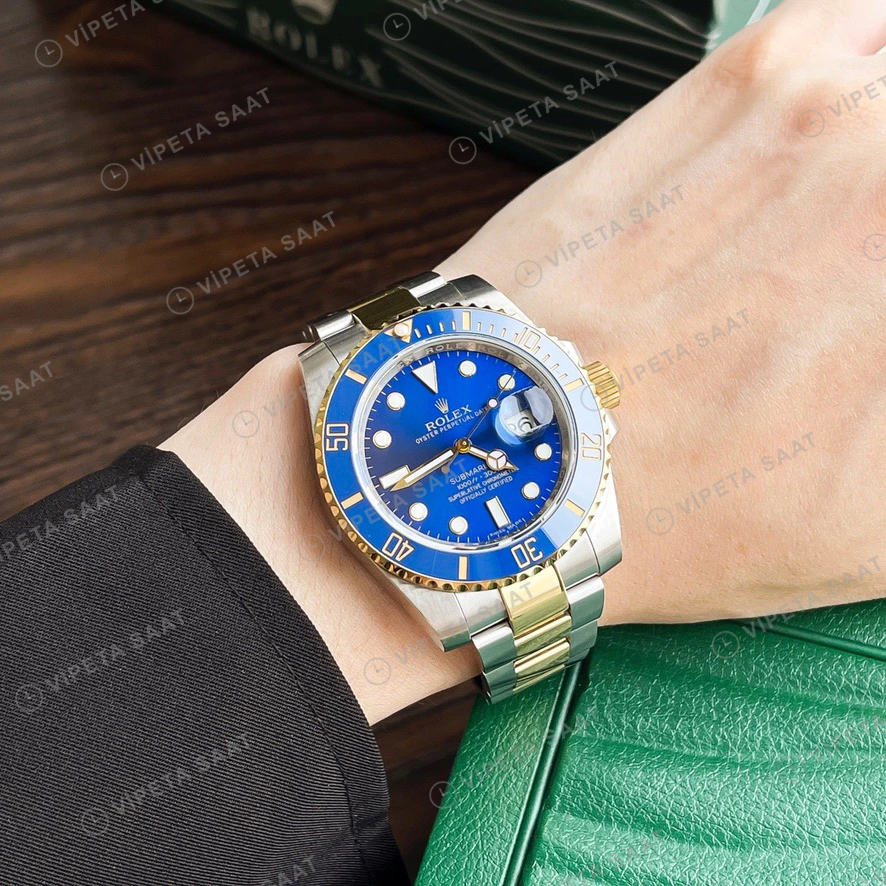 Rolex Submariner Two-Tone Mavi Super Clone ETA Saat detay 8