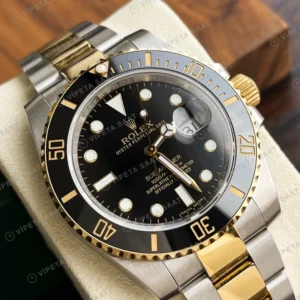 Rolex Submariner Two-Tone Siyah Super Clone ETA Saat karşıdan görünüm