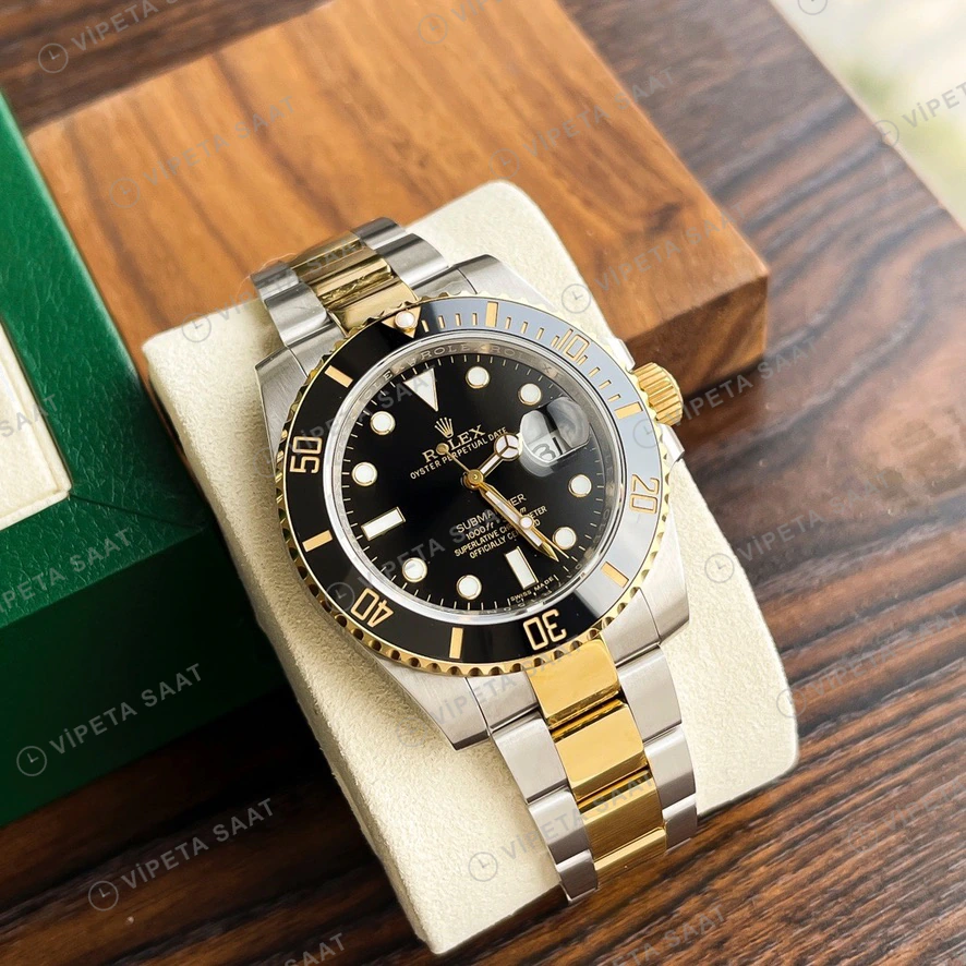 Rolex Submariner Two-Tone Siyah Super Clone ETA Saat detay 4