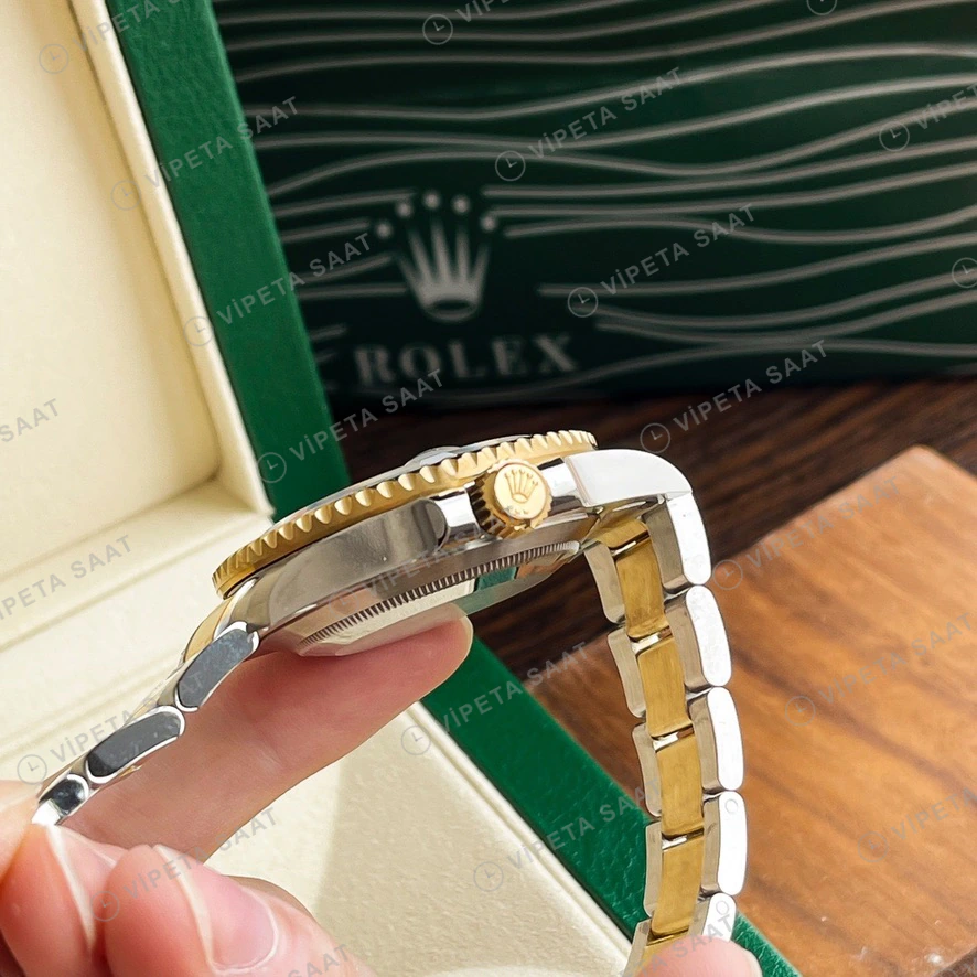 Rolex Submariner Two-Tone Siyah Super Clone ETA Saat detay 5