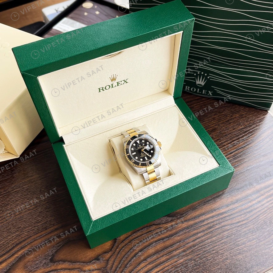 Rolex Submariner Two-Tone Siyah Super Clone ETA Saat detay 7