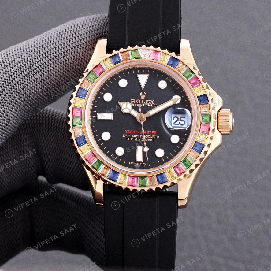 Rolex Yacht-Master Baget Siyah Super Clone ETA Saat detay 4