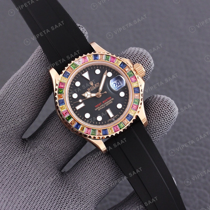 Rolex Yacht-Master Baget Siyah Super Clone ETA Saat detay 5