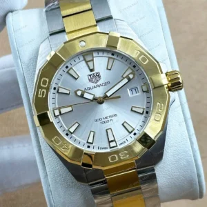 TAG Heuer Aquaracer Beyaz Kadran Altın Bezel Çelik Super Clone ETA Saat detay 6