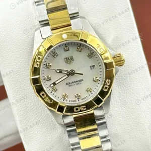 TAG Heuer Aquaracer Beyaz Kadran Altın Çift Renk Lady Super Clone ETA Saat karşıdan görünüm