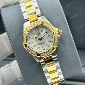 TAG Heuer Aquaracer Beyaz Kadran Çift Renk Super Clone ETA Saat karşıdan görünüm