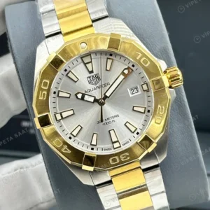 TAG Heuer Aquaracer Gümüş Kadran Altın Çift Renk Super Clone ETA Saat detay 7