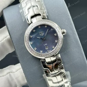 TAG Heuer Aquaracer Mavi Elmas Taşlı Çelik Lady Super Clone ETA Saat detay 4