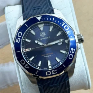 TAG Heuer Aquaracer Mavi Kadran Kauçuk Parlak Super Clone ETA Saat detay 4