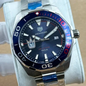 TAG Heuer Aquaracer Mavi Kadran Pepsi Bezel Çelik Super Clone ETA Saat detay 5