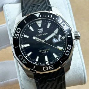 TAG Heuer Aquaracer Siyah Kadran Kauçuk Düz Super Clone ETA Saat detay 5