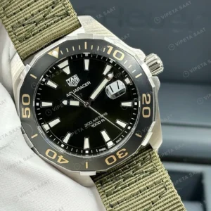 TAG Heuer Aquaracer Siyah Kadran Yeşil Nato Super Clone ETA Saat detay 4