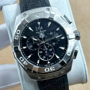 TAG Heuer Aquaracer Siyah Kronograf Kauçuk Gece Super Clone ETA Saat detay 5