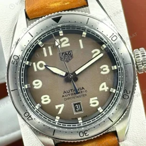TAG Heuer Autavia Gri Kadran Kahve Deri Super Clone ETA Saat detay 6