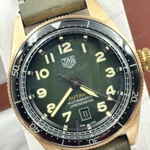 TAG Heuer Autavia Haki Yeşil Altın Deri Super Clone ETA Saat detay 4