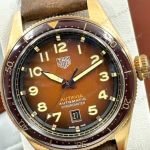 TAG Heuer Autavia Kahve Kadran Deri Super Clone ETA Saat detay 4