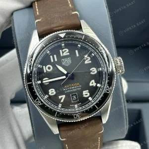 TAG Heuer Autavia Siyah Kadran Kahve Deri Super Clone ETA Saat detay 8