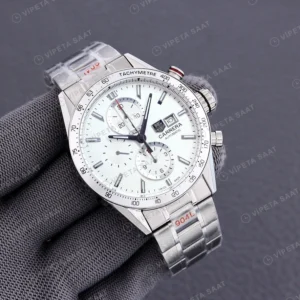 TAG Heuer Carrera Calibre 16 Beyaz Kadran Celik Kordon Super Clone Eta Eta Saat detay 5