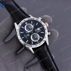 TAG Heuer Carrera Calibre 16 Siyah Kadran Siyah Deri Kordon Super Clone Eta Eta Saat yan görünüm