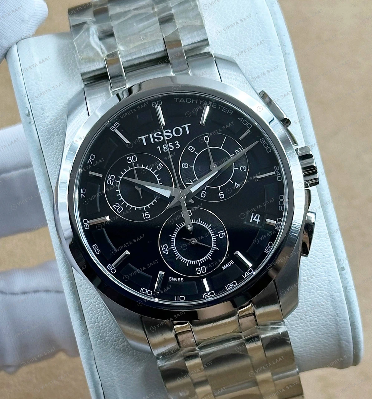 Tissot Chemin des Tourelles Siyah Ay Evreli Çelik Super Clone ETA Saat detay 5